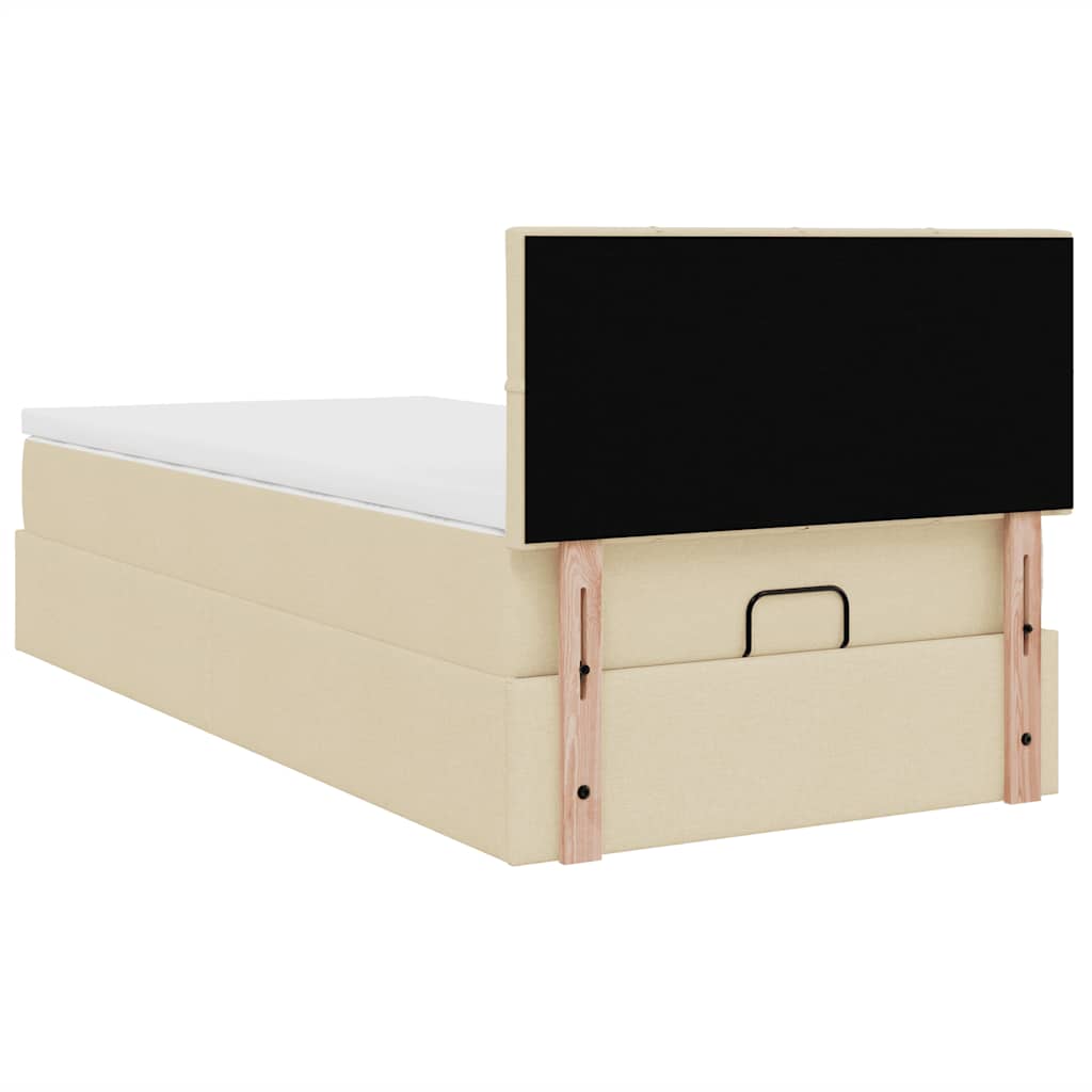 Bed met matras 100x200 cm stof crèmekleurig is nu te koop bij PeponiXL, paradijselijk wonen!
