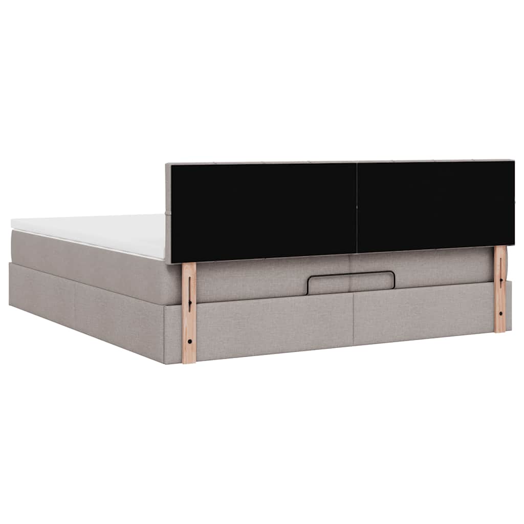 Ottoman bed met matras 200x200 cm stof taupe is nu te koop bij PeponiXL, paradijselijk wonen!