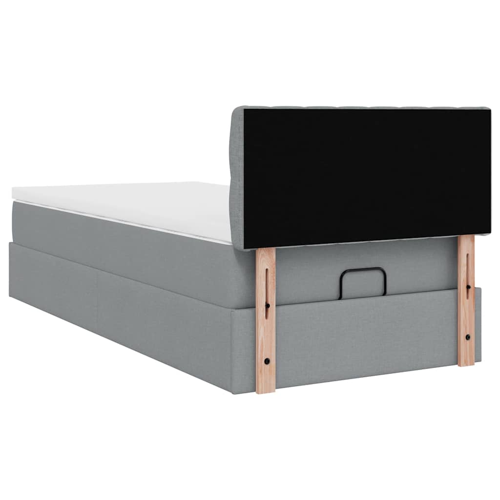 Ottoman bed met matras 90x190cm stof lichtgrijs is nu te koop bij PeponiXL, paradijselijk wonen!