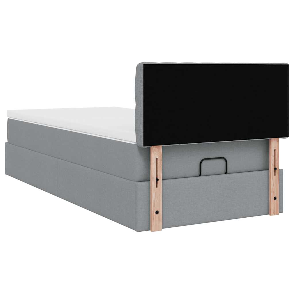 Bed met matras 100x200 cm stof lichtgrijs is nu te koop bij PeponiXL, paradijselijk wonen!