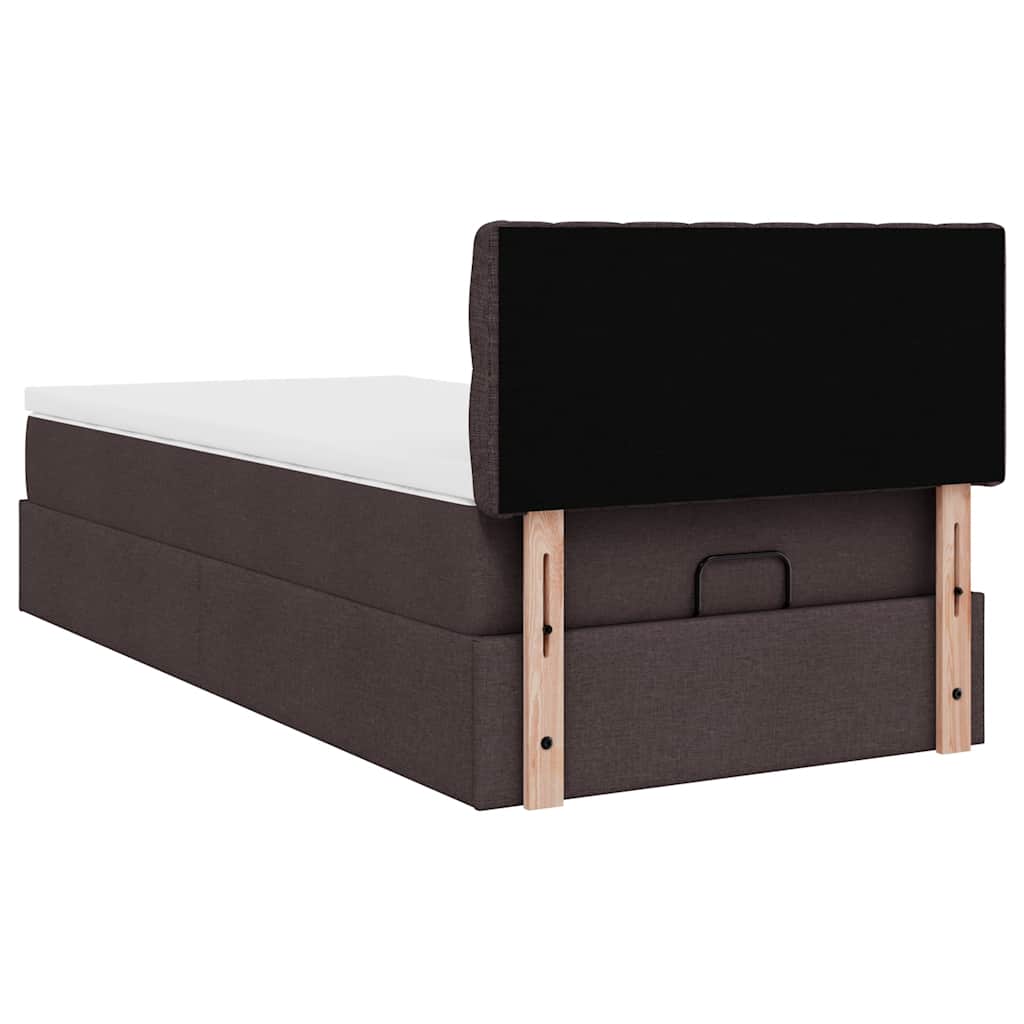 Bed met matras 100x200 cm stof donkerbruin is nu te koop bij PeponiXL, paradijselijk wonen!