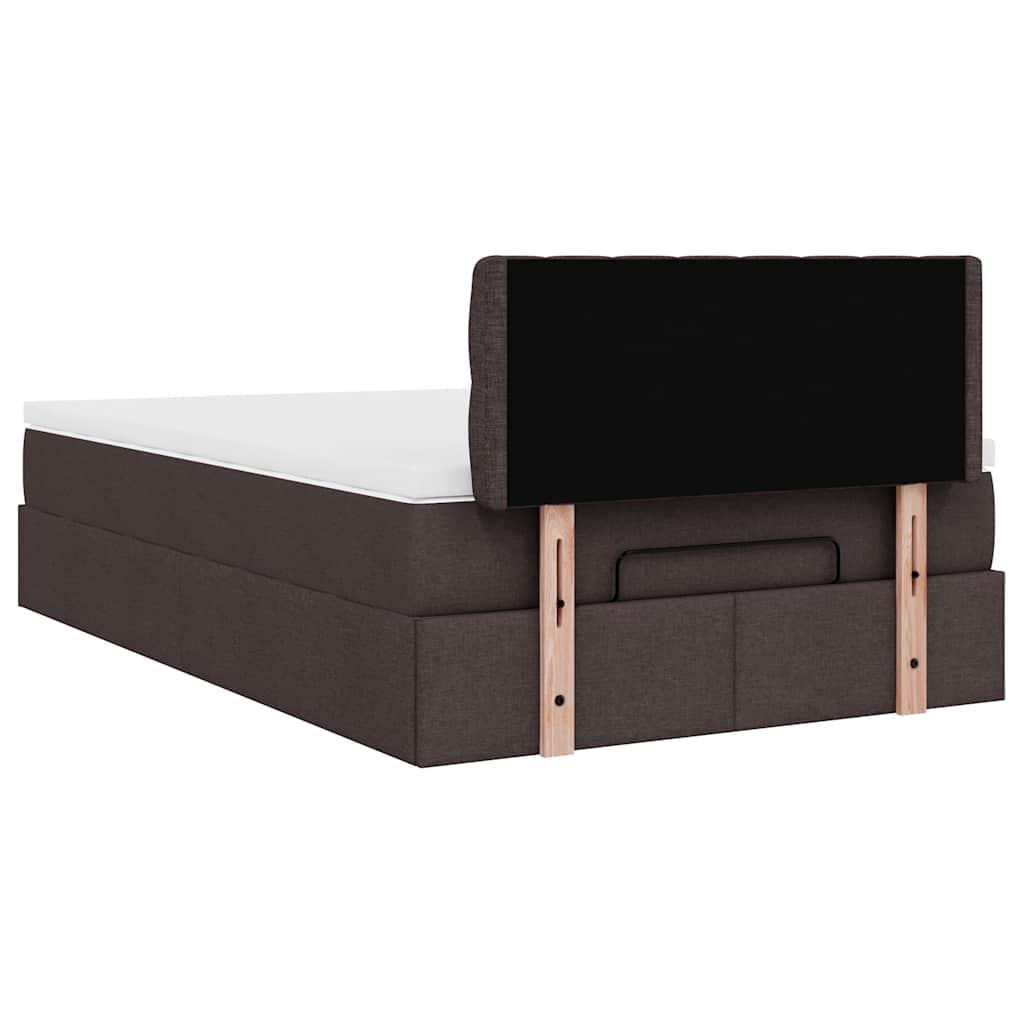 Ottoman bed met matras 120x190 cm stof donkerbruin is nu te koop bij PeponiXL, paradijselijk wonen!