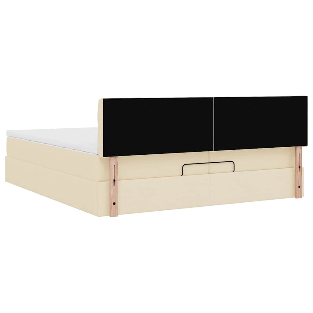 Ottoman bed met matras 200x200 cm stof crèmekleurig is nu te koop bij PeponiXL, paradijselijk wonen!