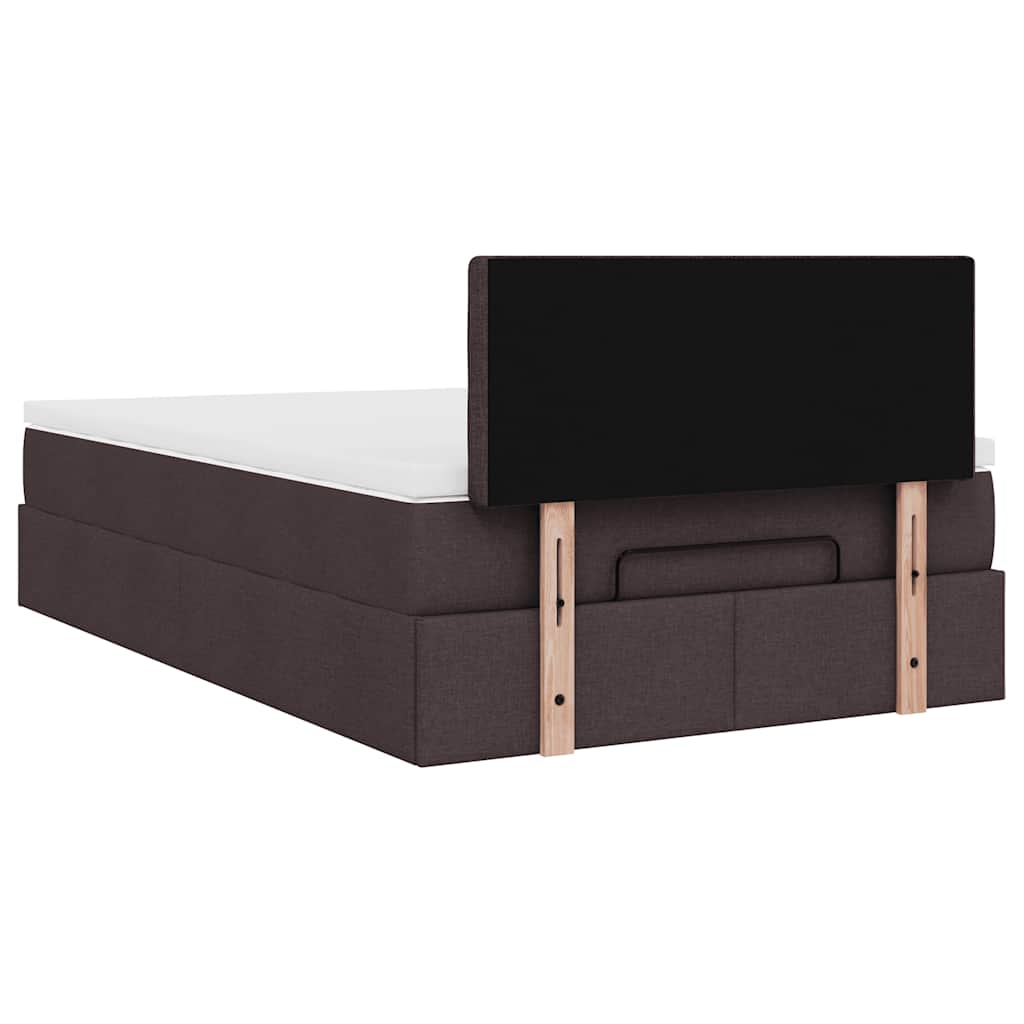 Ottoman bed met matras 120x190 cm stof donkerbruin is nu te koop bij PeponiXL, paradijselijk wonen!