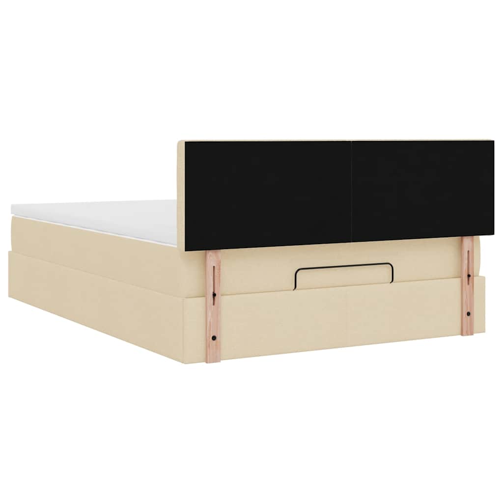 Bed met matras 140x190 cm stof crèmekleurig is nu te koop bij PeponiXL, paradijselijk wonen!
