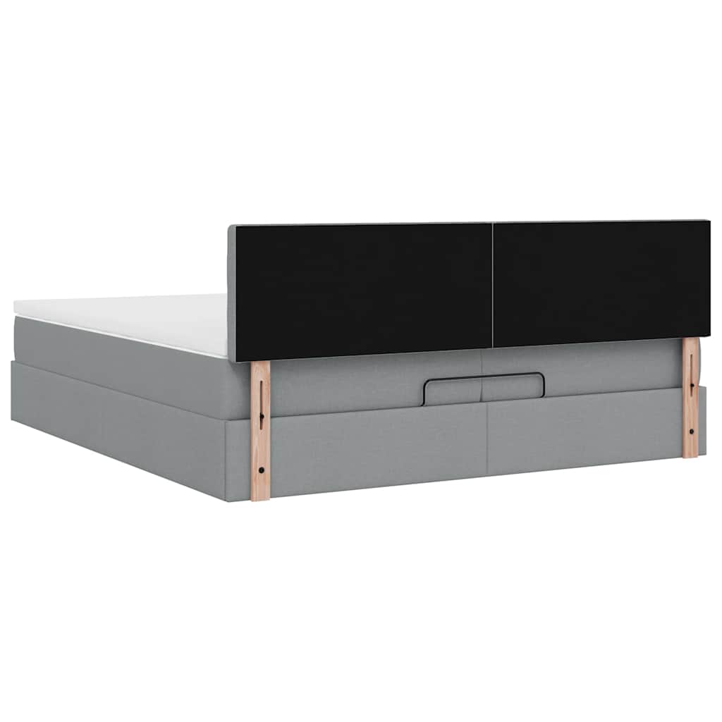 Ottoman bed met matras 200x200 cm stof lichtgrijs is nu te koop bij PeponiXL, paradijselijk wonen!