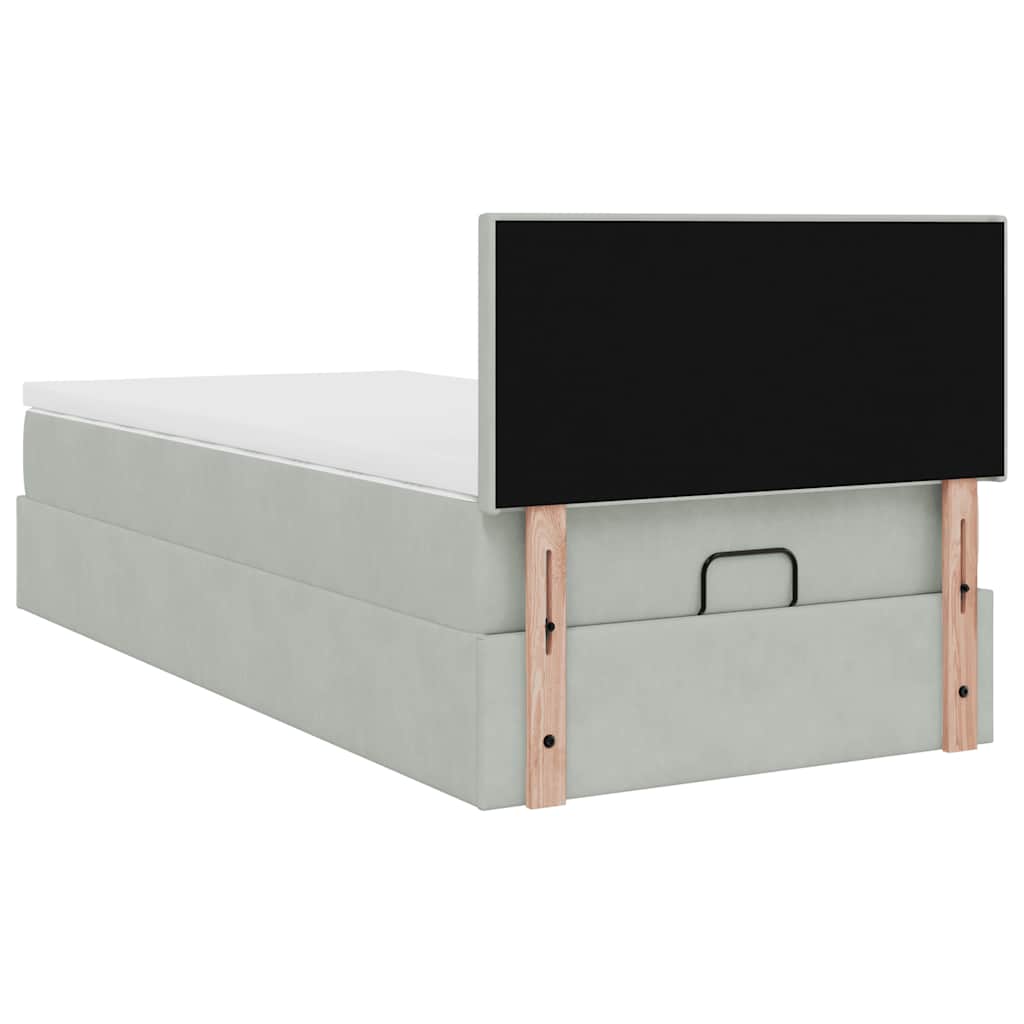 Ottoman bed met matras 90x190cm fluweel lichtgrijs is nu te koop bij PeponiXL, paradijselijk wonen!