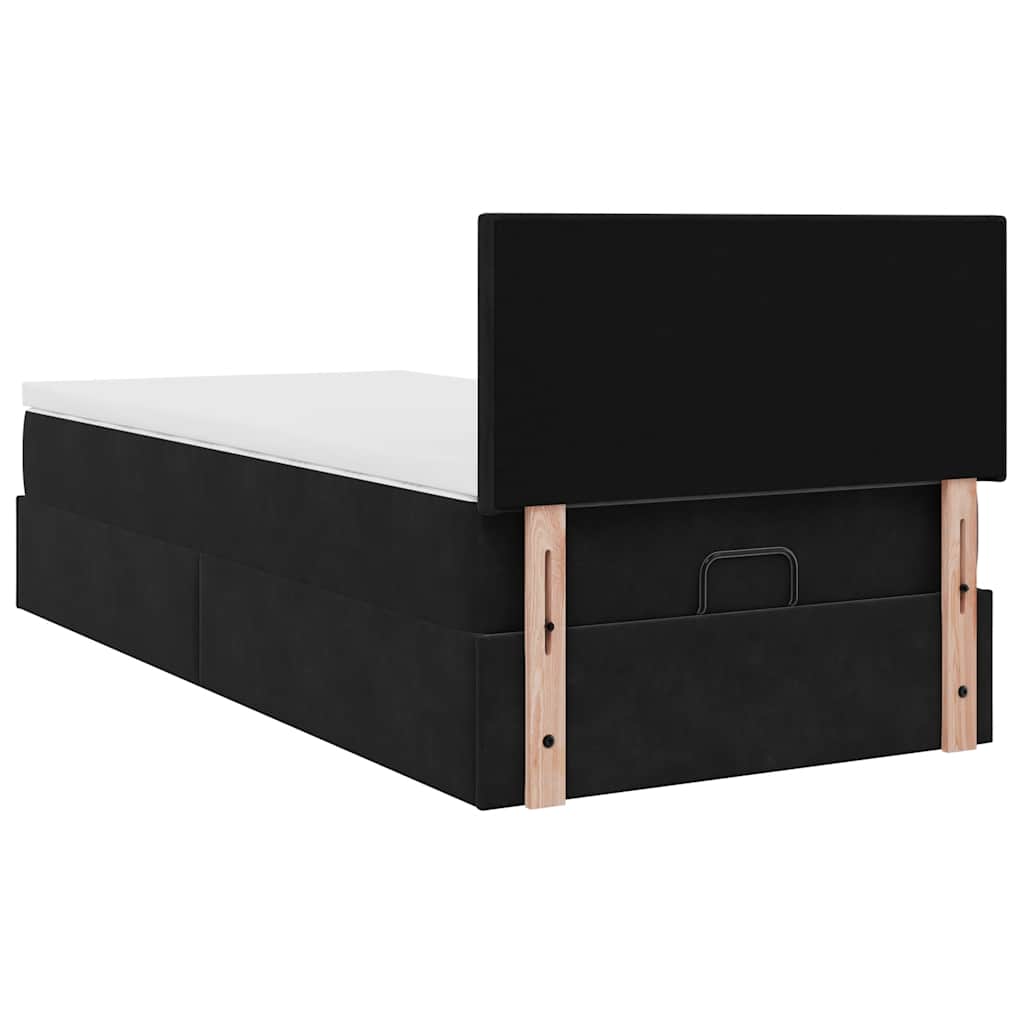 Ottoman bed met matras 90x190cm fluweel zwart is nu te koop bij PeponiXL, paradijselijk wonen!