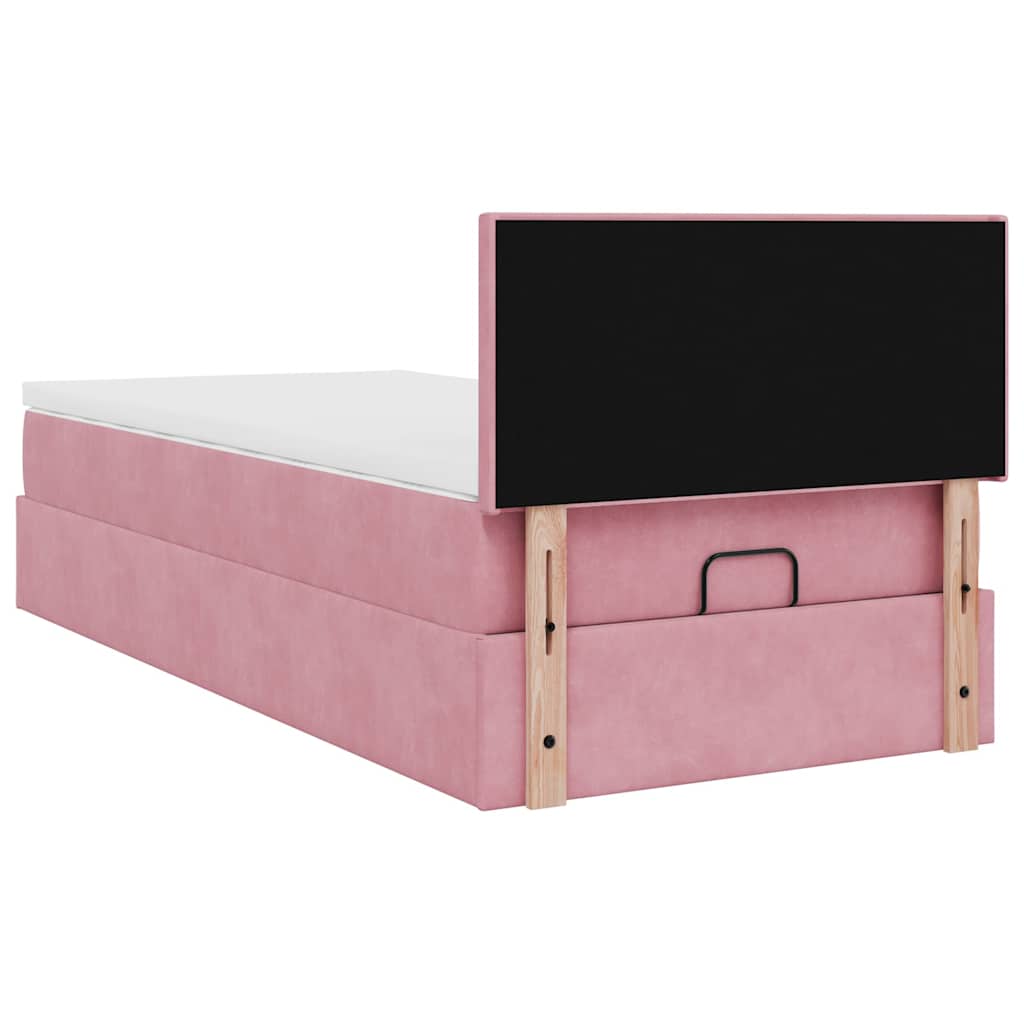 Ottoman bed met matras 90x200cm fluweel roze is nu te koop bij PeponiXL, paradijselijk wonen!