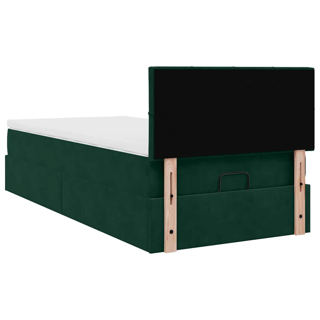 Ottoman bed met matras 90x190cm fluweel donkergroen is nu te koop bij PeponiXL, paradijselijk wonen!
