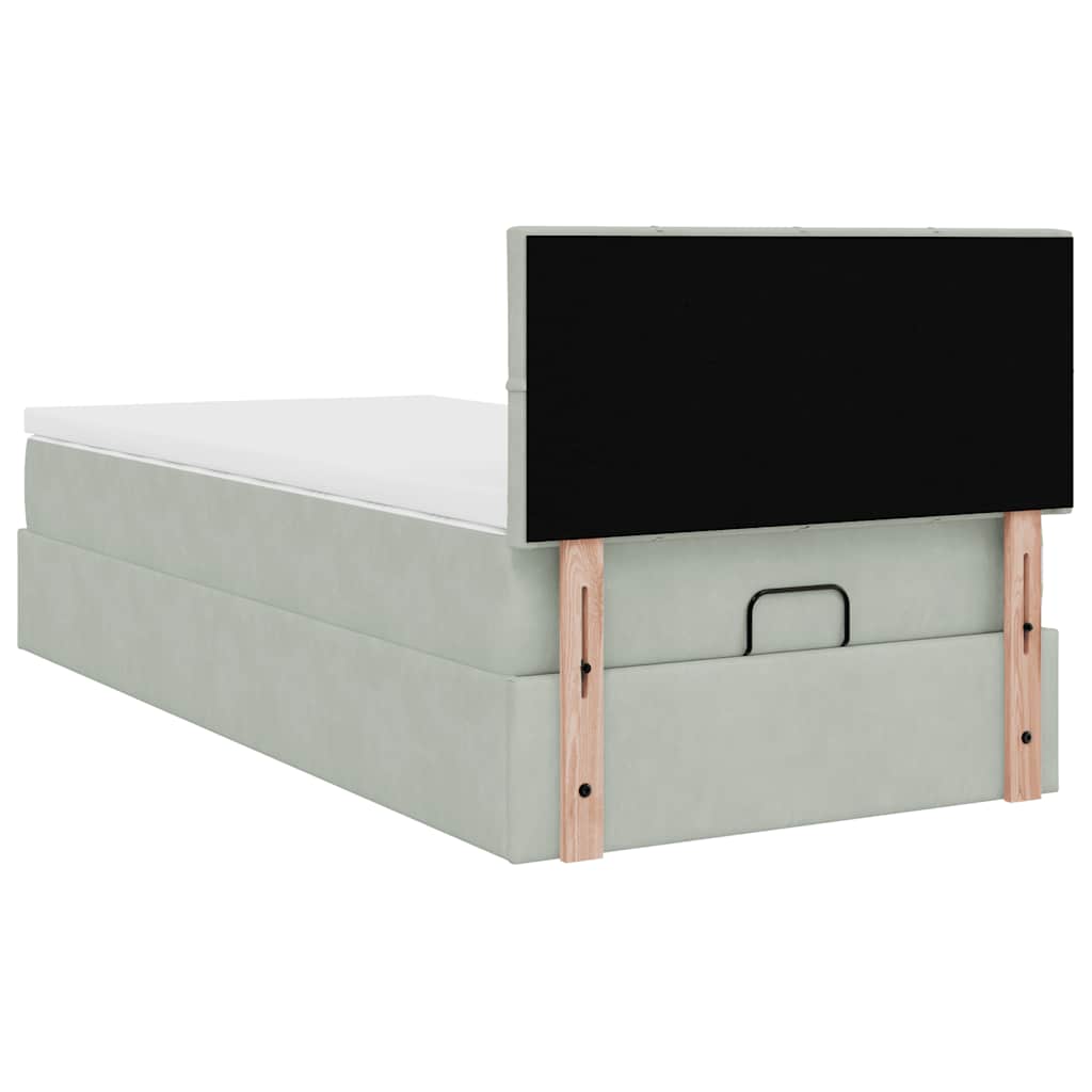 Ottoman bed met matras 100x200 cm fluweel lichtgrijs is nu te koop bij PeponiXL, paradijselijk wonen!