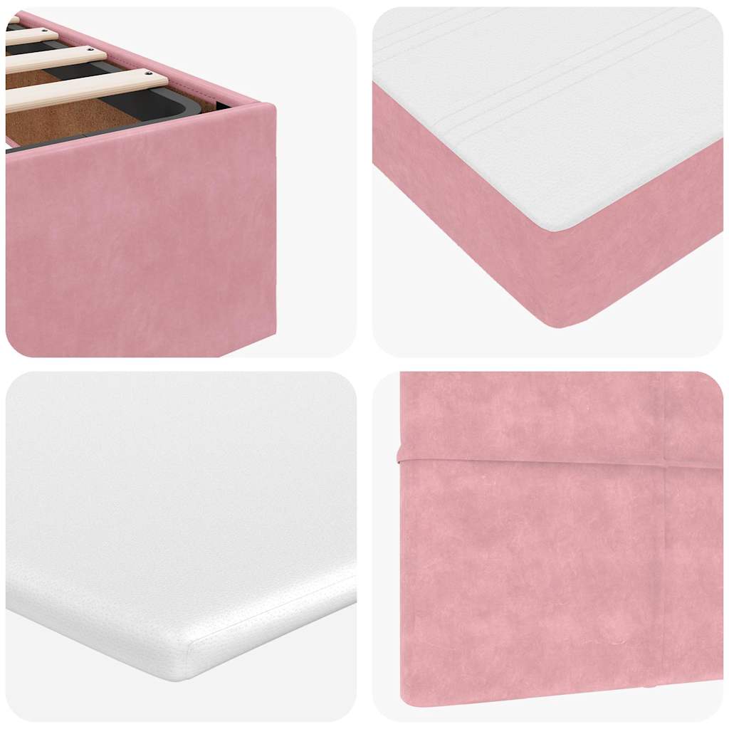 Ottoman bed met matras 100x200 cm fluweel roze is nu te koop bij PeponiXL, paradijselijk wonen!