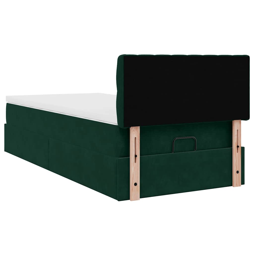 Ottoman bed met matras 90x200cm fluweel donkergroen is nu te koop bij PeponiXL, paradijselijk wonen!