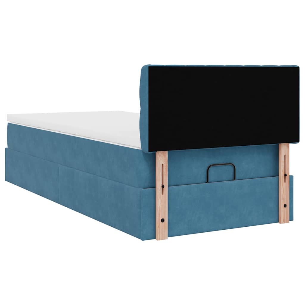 Ottoman bed met matras 100x200 cm fluweel donkerblauw is nu te koop bij PeponiXL, paradijselijk wonen!