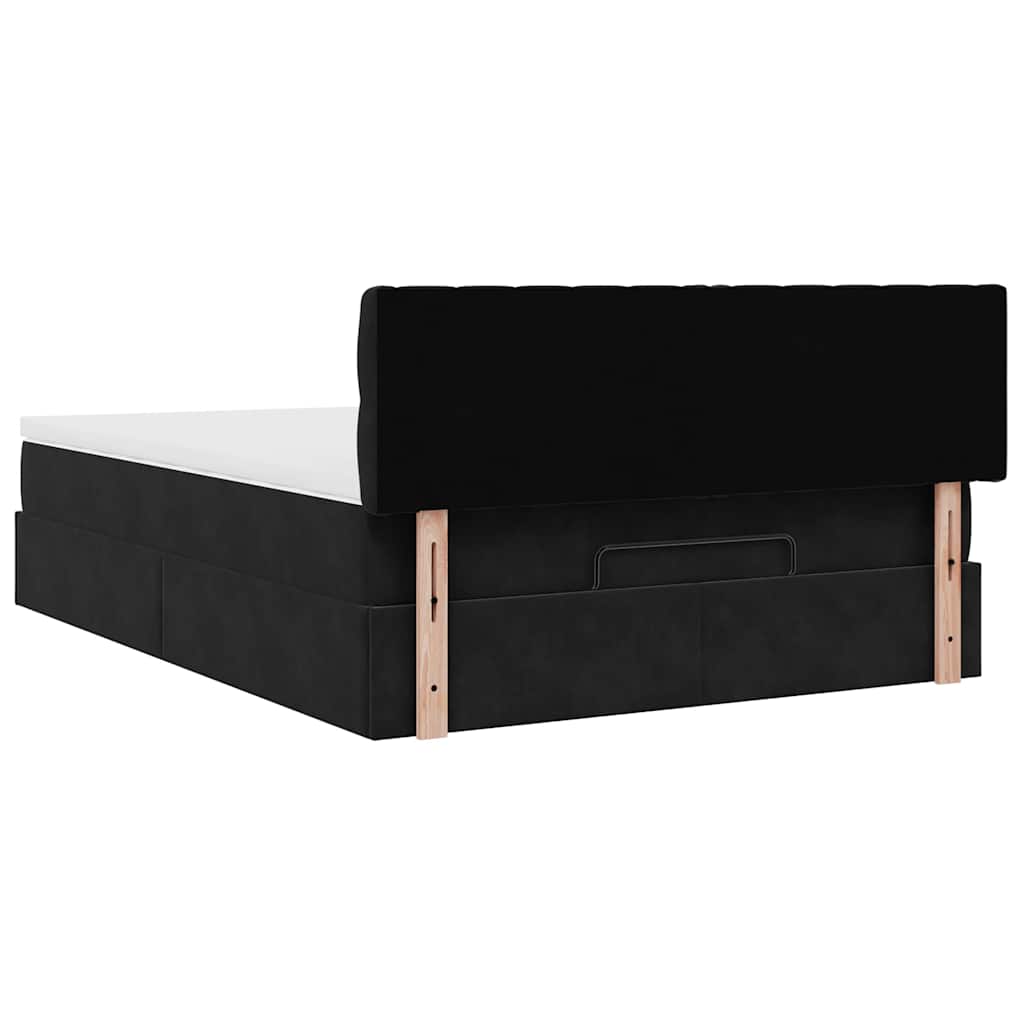 Ottoman bed met matras 140x200cm fluweel zwart is nu te koop bij PeponiXL, paradijselijk wonen!