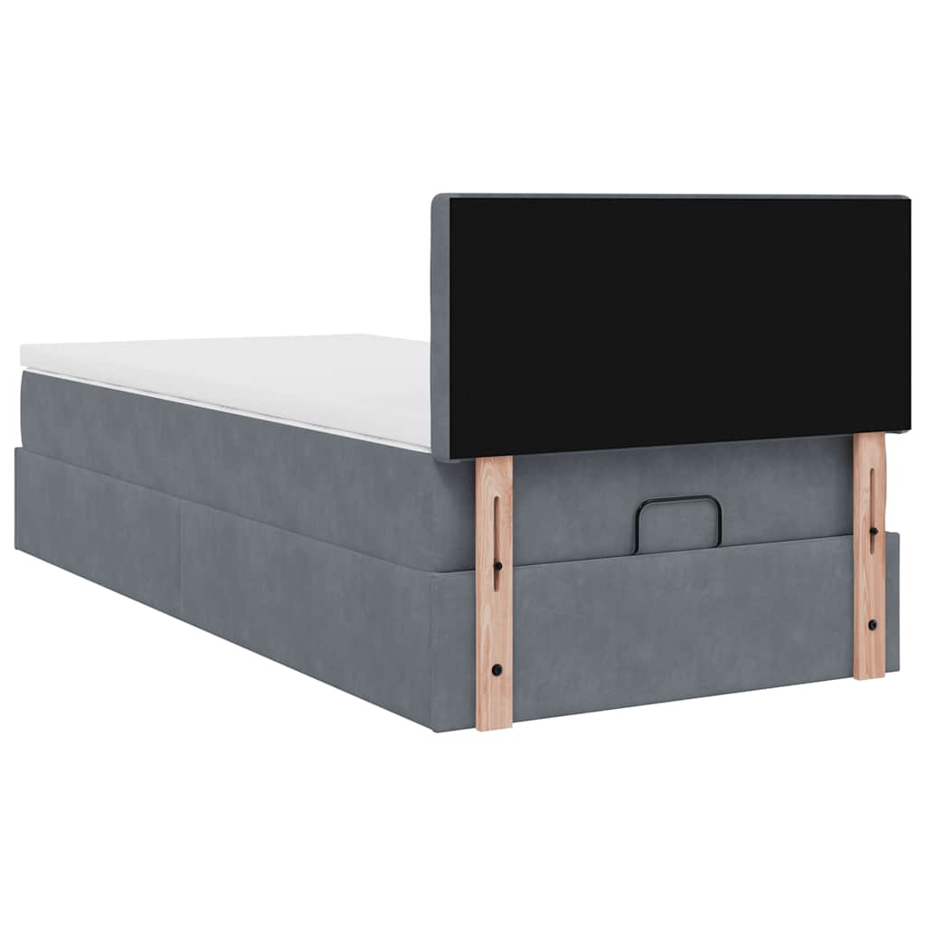 Ottoman bed met matras 90x200cm fluweel donkergrijs is nu te koop bij PeponiXL, paradijselijk wonen!