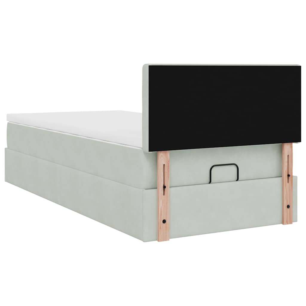 Ottoman bed met matras 100x200 cm fluweel lichtgrijs is nu te koop bij PeponiXL, paradijselijk wonen!