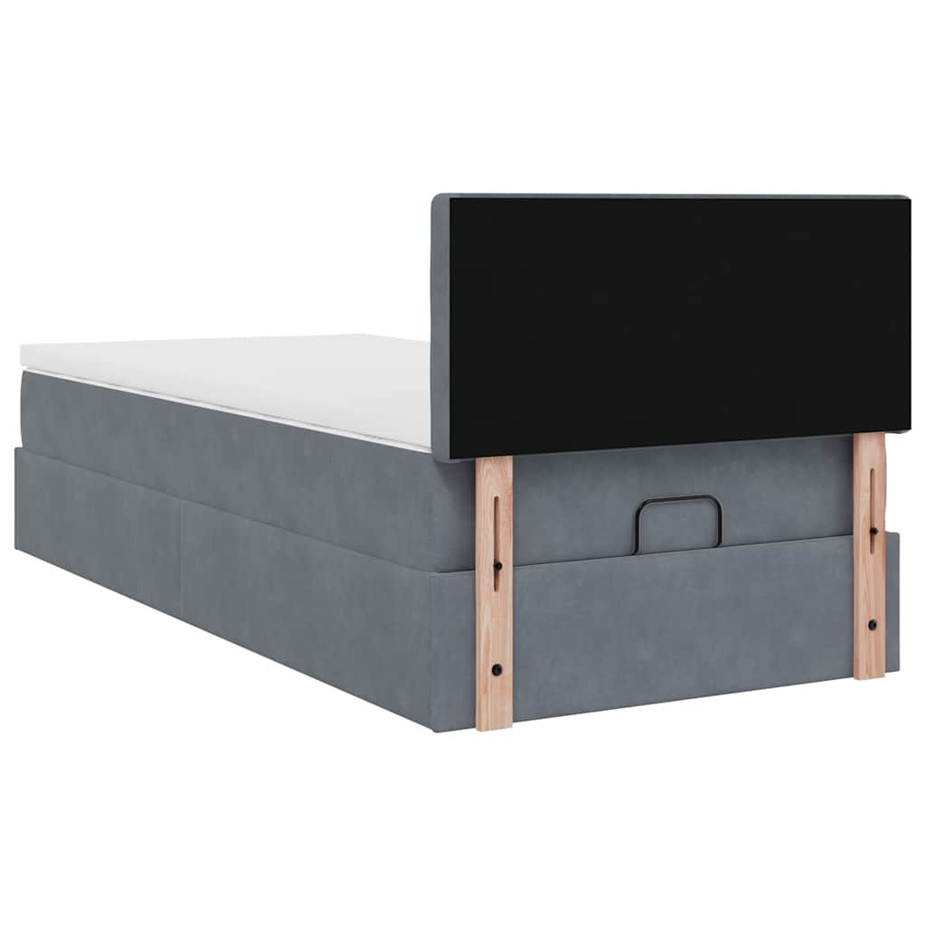 Ottoman bed met matras 100x200 cm fluweel donkergrijs is nu te koop bij PeponiXL, paradijselijk wonen!