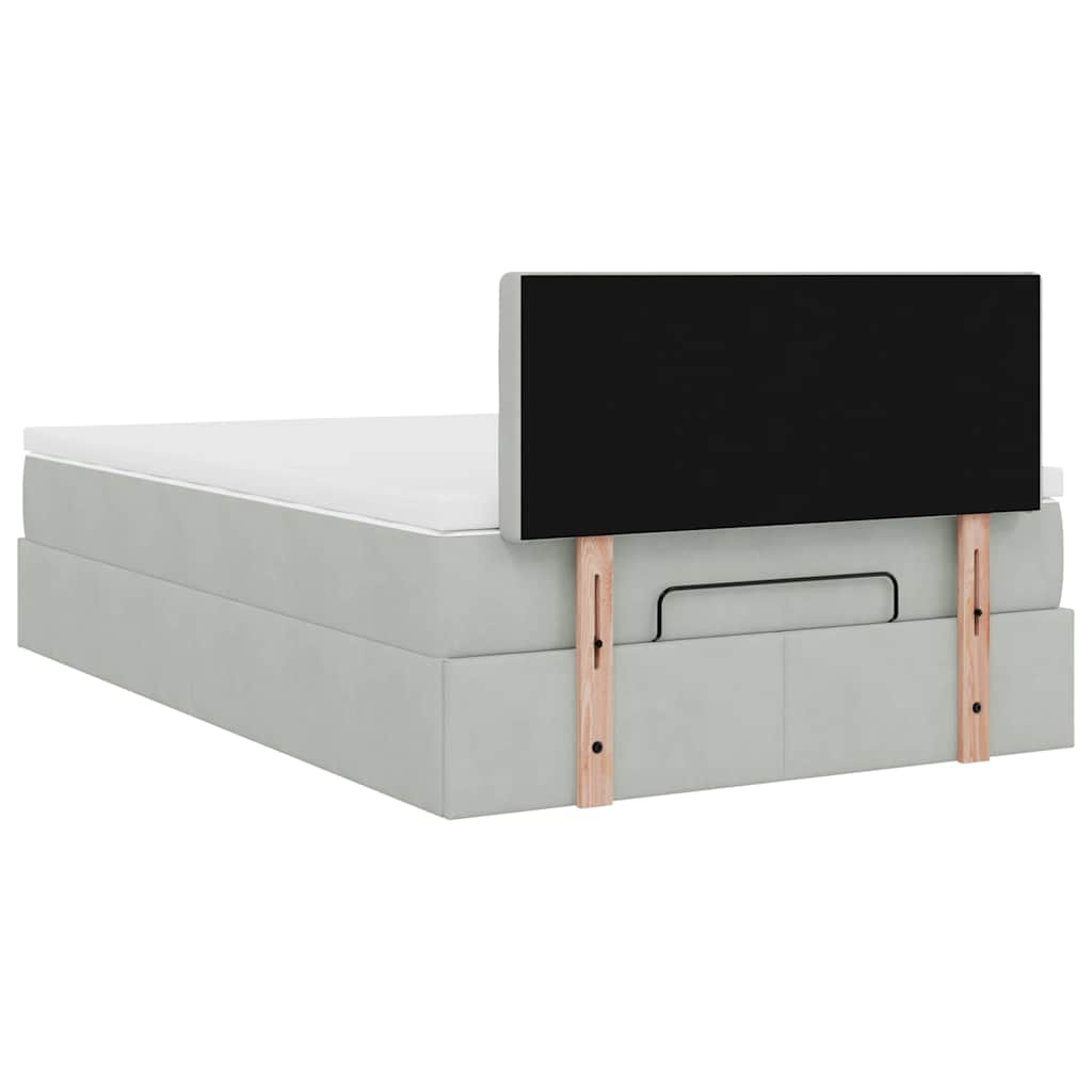 Ottoman bed met matras 120x200 cm fluweel lichtgrijs is nu te koop bij PeponiXL, paradijselijk wonen!