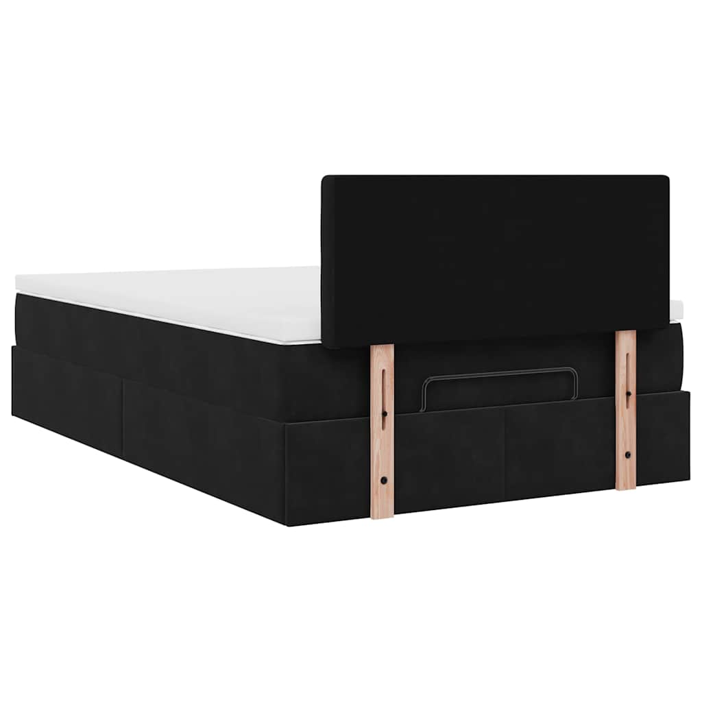 Ottoman bed met matras 120x200cm fluweel zwart is nu te koop bij PeponiXL, paradijselijk wonen!