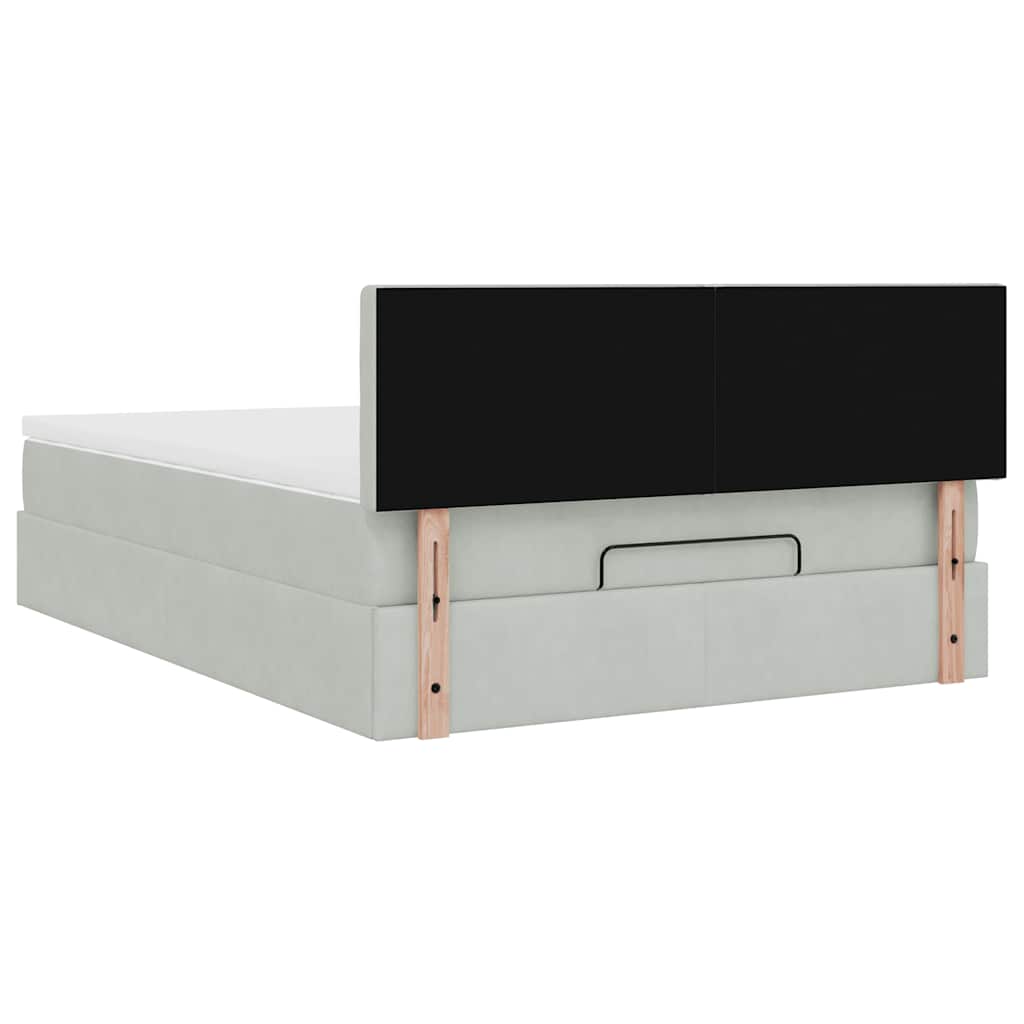 Ottoman bed met matras 140x200cm fluweel lichtgrijs is nu te koop bij PeponiXL, paradijselijk wonen!