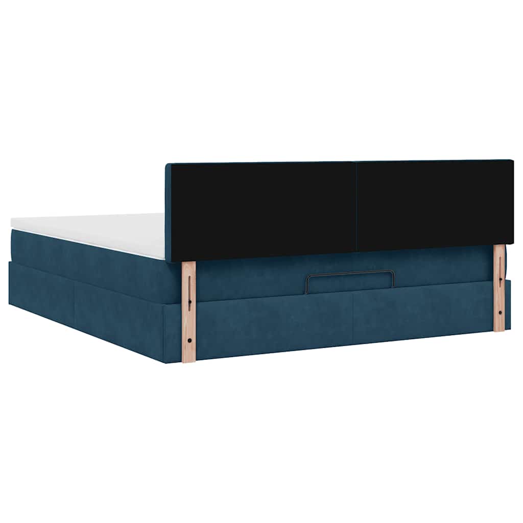 Ottoman bed met matras 180x200 cm fluweel donkerblauw is nu te koop bij PeponiXL, paradijselijk wonen!