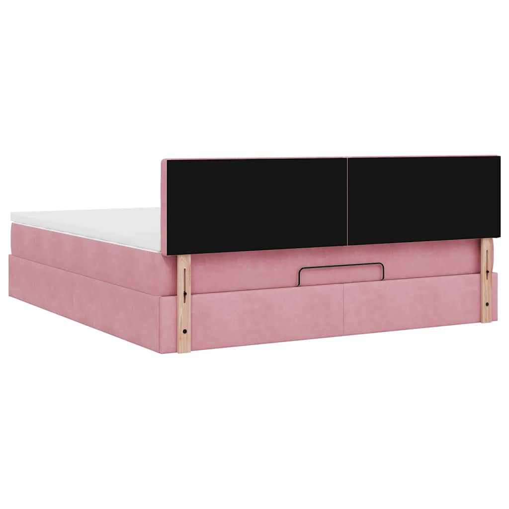 Ottoman bed met matras 180x200 cm fluweel roze is nu te koop bij PeponiXL, paradijselijk wonen!