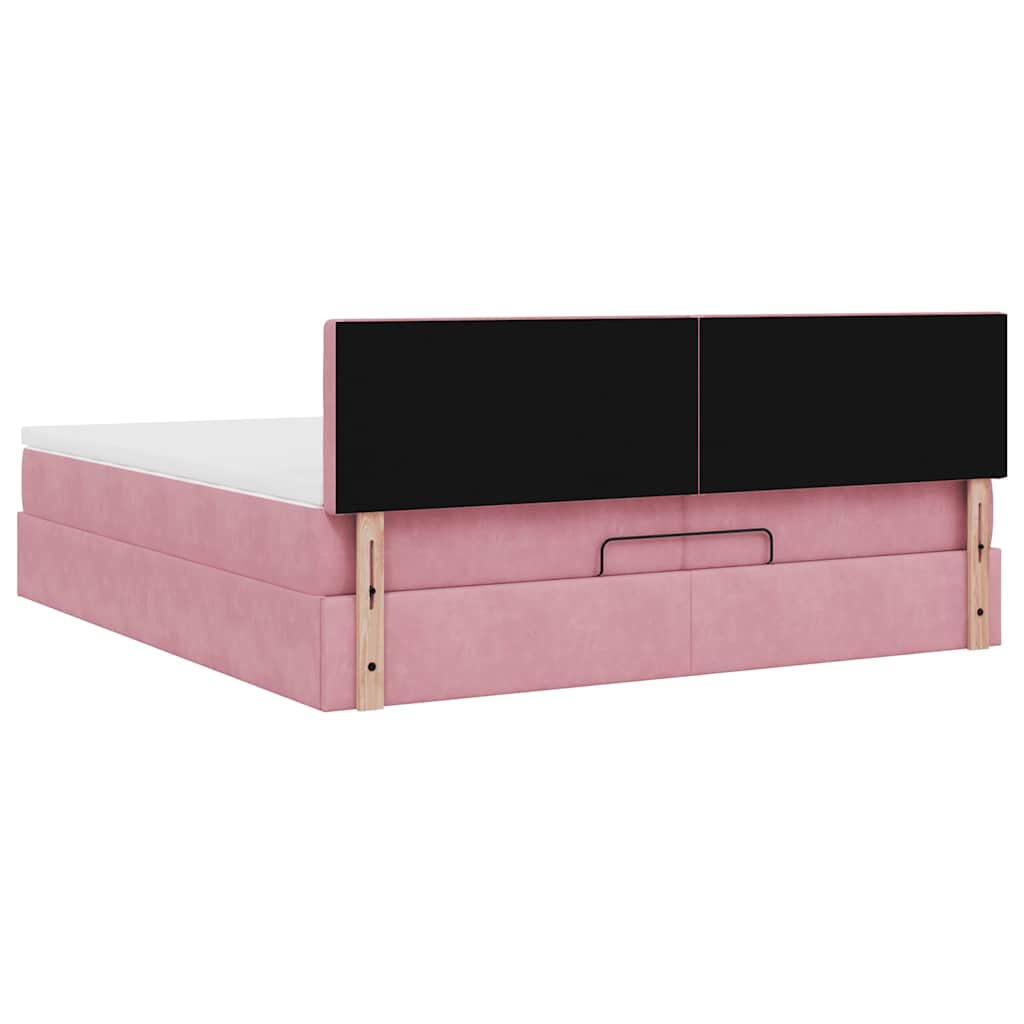 Ottoman bed met matras 200x200 cm fluweel roze is nu te koop bij PeponiXL, paradijselijk wonen!