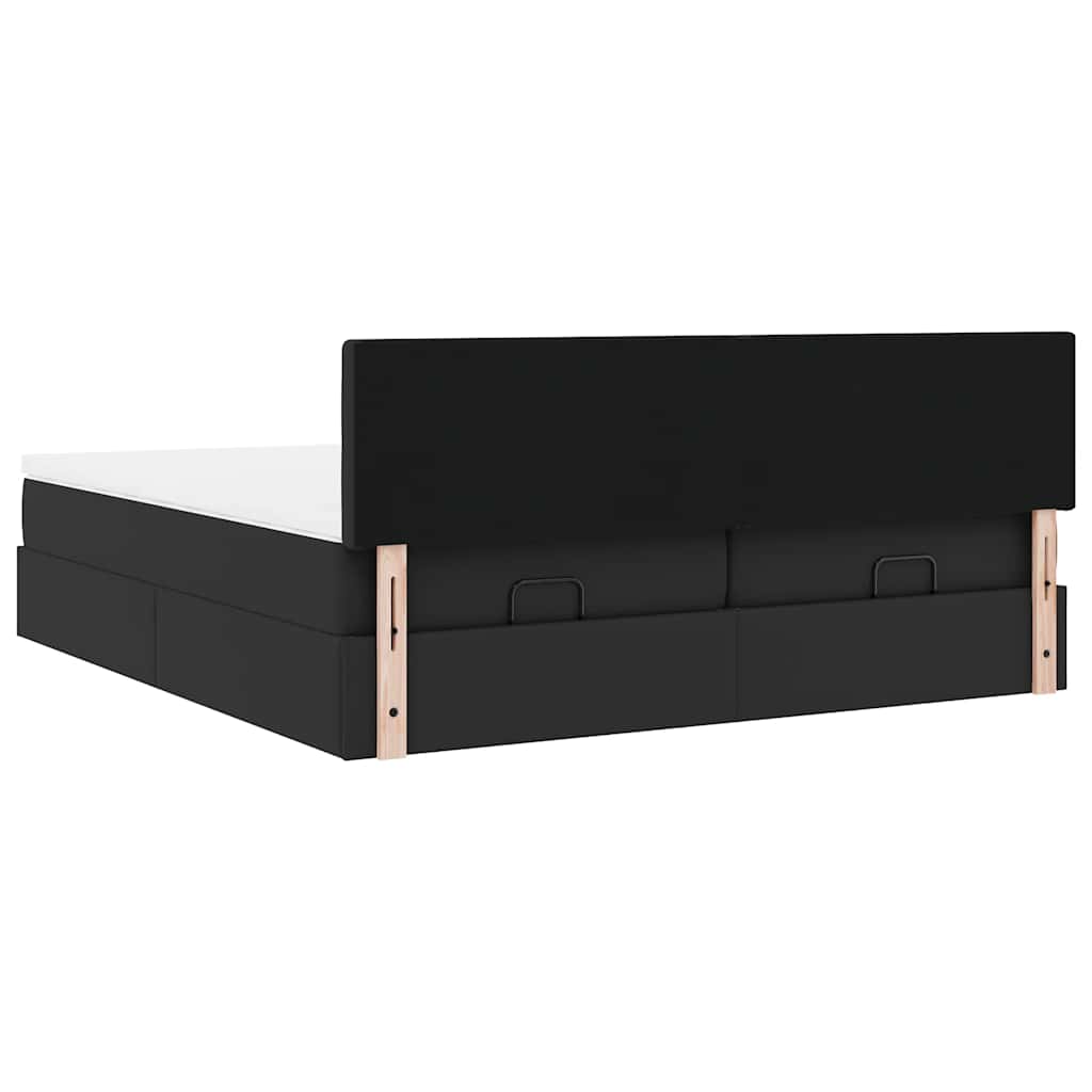 Ottoman bed met matrassen 200x200cm kunstleer zwart is nu te koop bij PeponiXL, paradijselijk wonen!
