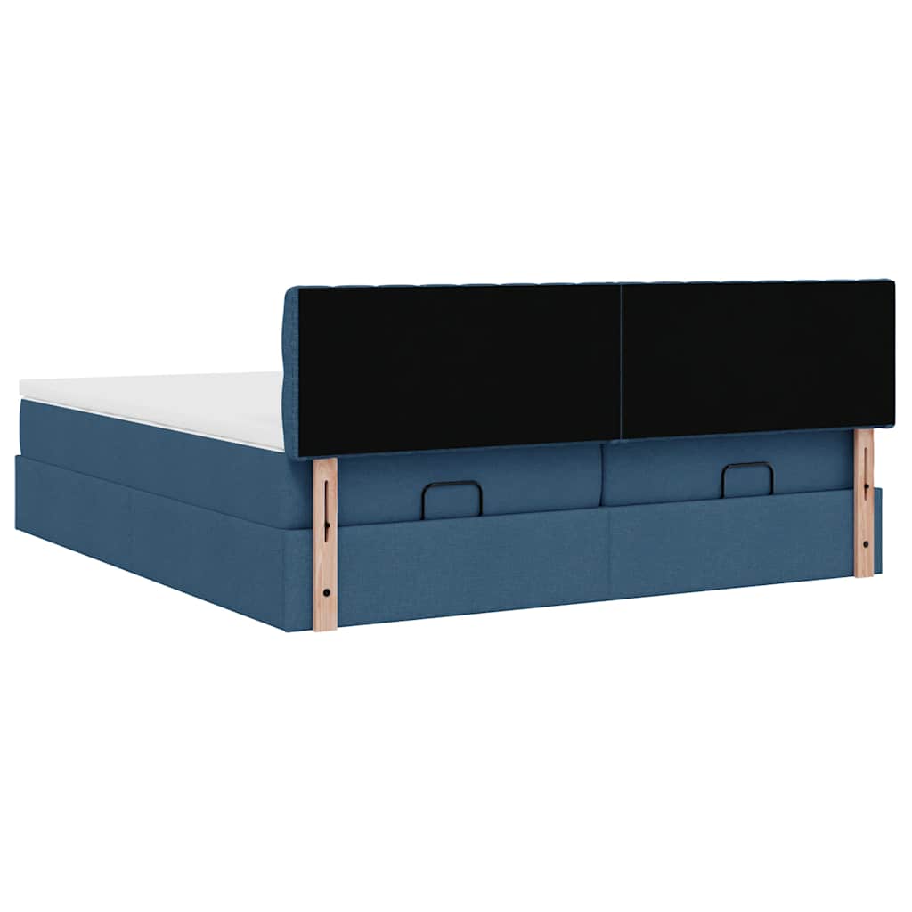 Ottoman bed met matrassen 200x200cm stof blauw