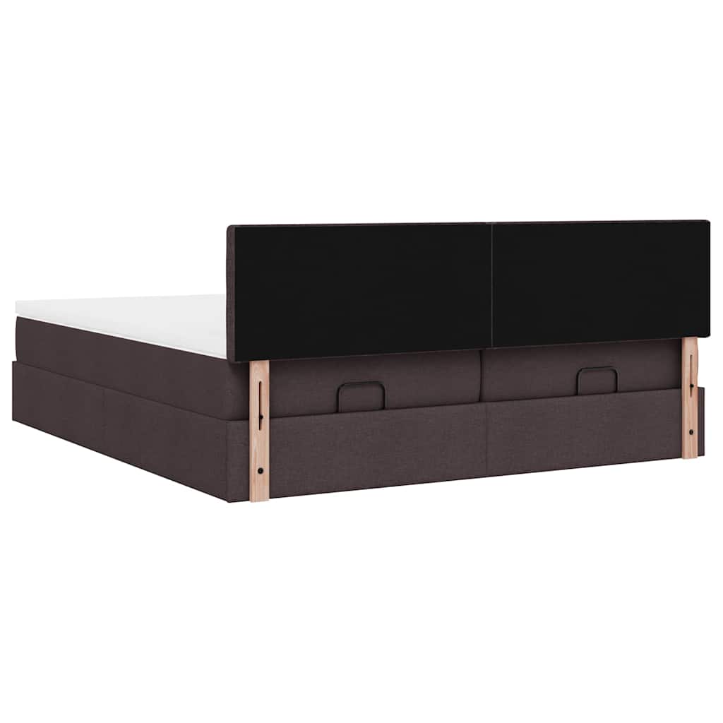 Ottoman bed met matrassen 160x200cm stof donkerbruin