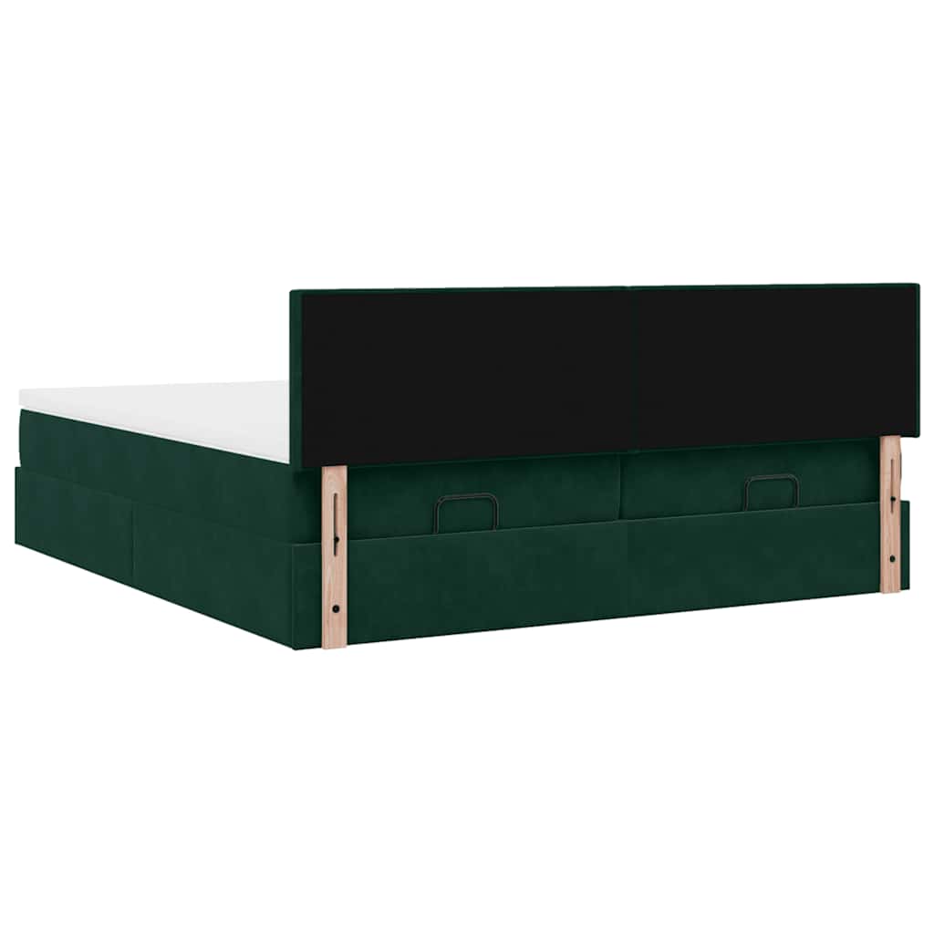 Ottoman bed met matrassen 160x200cm fluweel donkergroen is nu te koop bij PeponiXL, paradijselijk wonen!