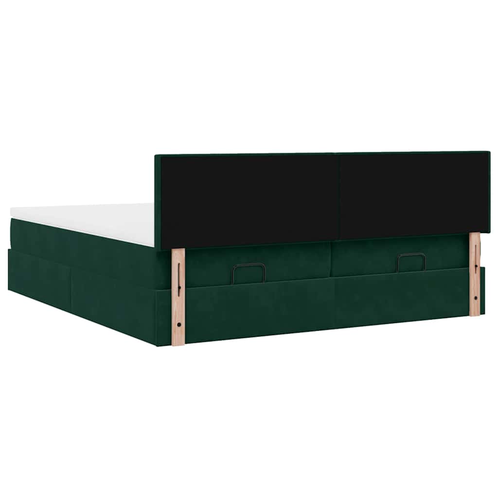 Ottoman bed met matrassen 200x200cm fluweel donkergroen is nu te koop bij PeponiXL, paradijselijk wonen!
