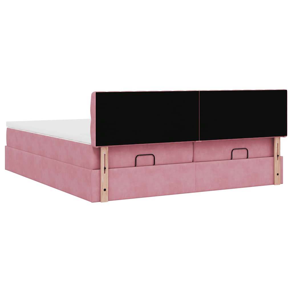 Ottoman bed met matrassen 180x200cm fluweel roze is nu te koop bij PeponiXL, paradijselijk wonen!