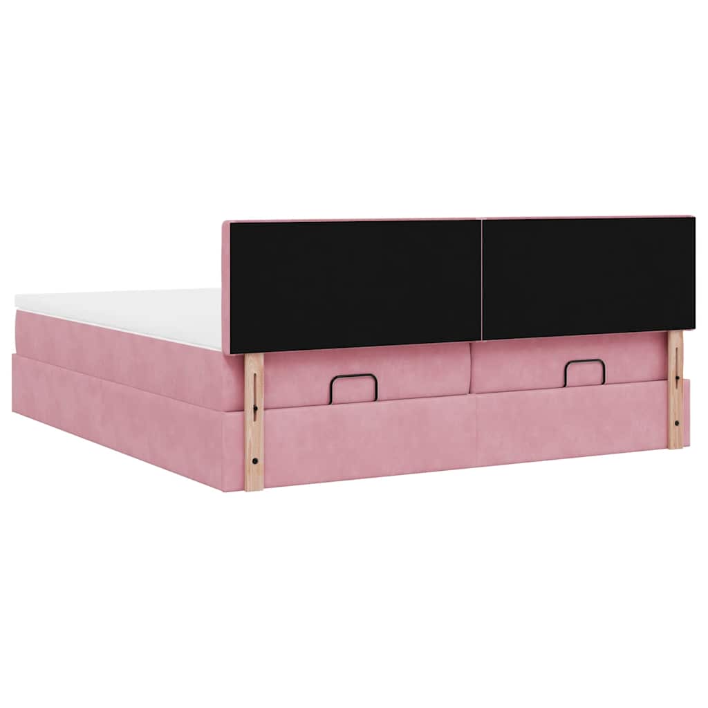 Ottoman bed met matrassen 160x200cm fluweel roze is nu te koop bij PeponiXL, paradijselijk wonen!