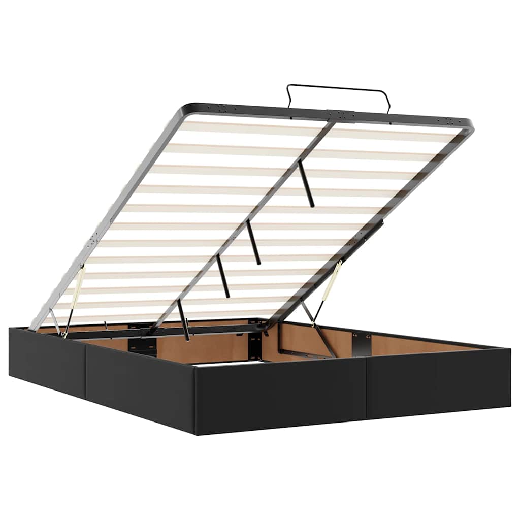 Bed poef met matrassen en LED's 140x200cm kunstleer zwart is nu te koop bij PeponiXL, paradijselijk wonen!