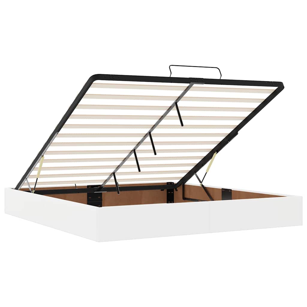 Bed poef met matrassen en LED's 180x200cm kunstleer zuiver wit is nu te koop bij PeponiXL, paradijselijk wonen!