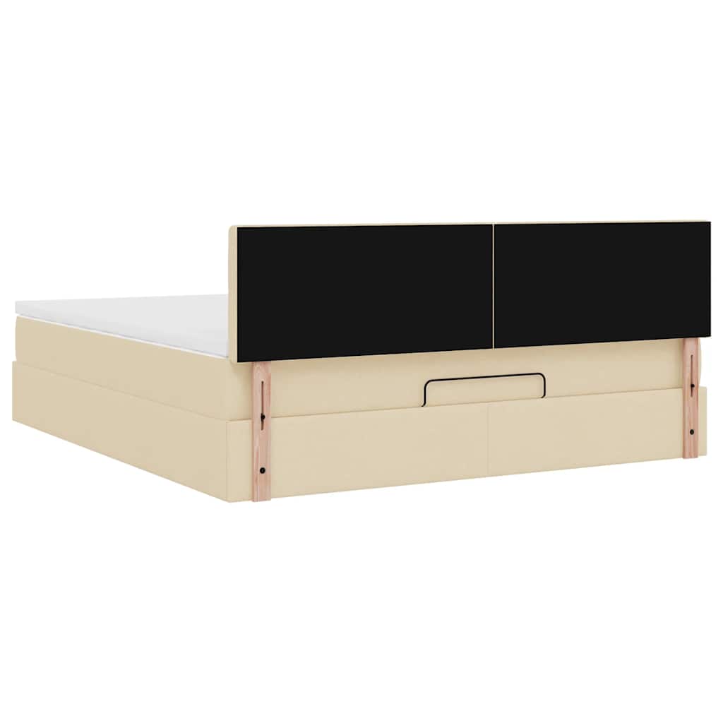 Ottoman bed met matras en LED's 160x200cm stof crèmekleurig is nu te koop bij PeponiXL, paradijselijk wonen!