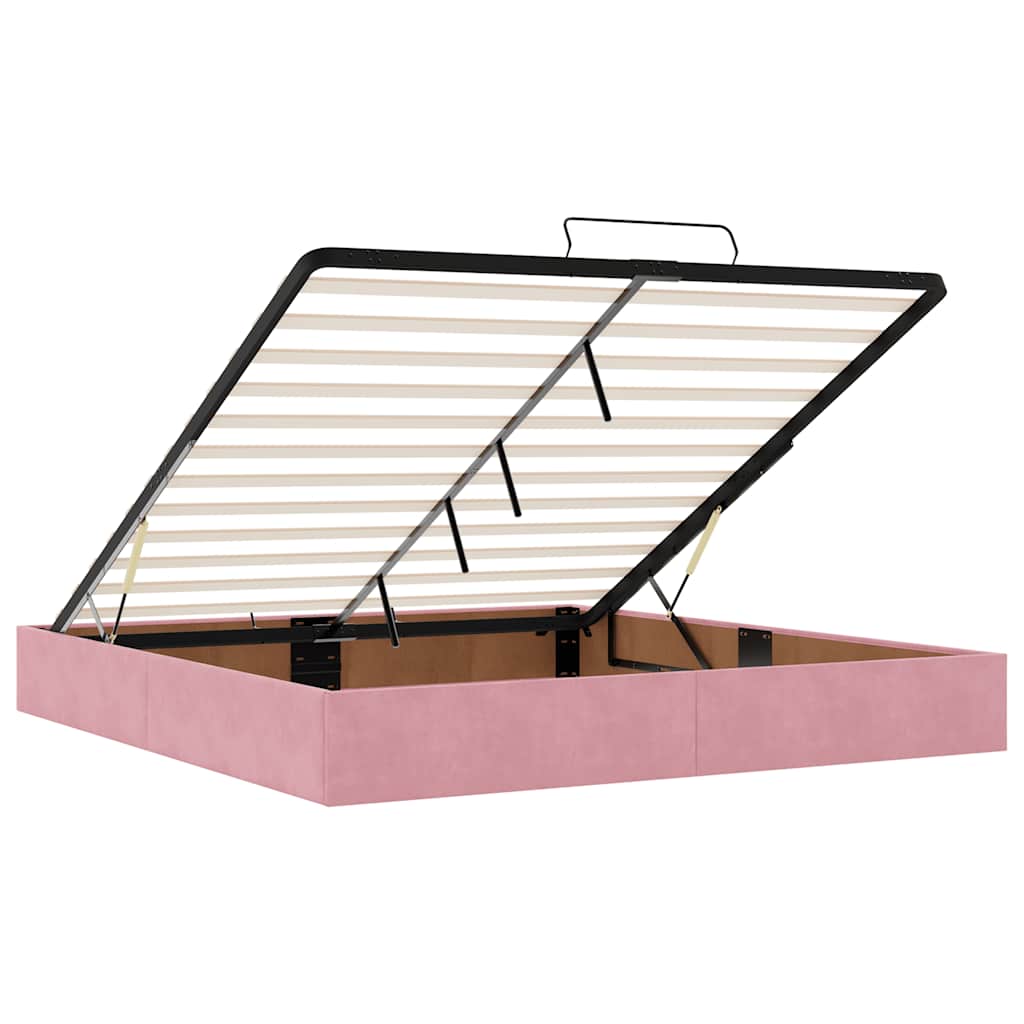 Ottoman bed met matrassen en LED's 200x200cm fluweel roze is nu te koop bij PeponiXL, paradijselijk wonen!