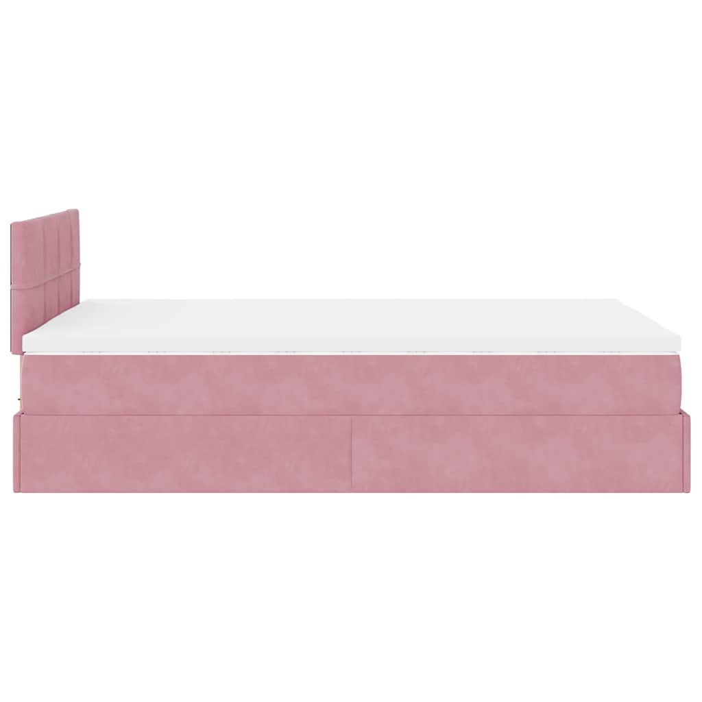 Bed poef met matras en LED's 120x190 cm fluweel roze is nu te koop bij PeponiXL, paradijselijk wonen!