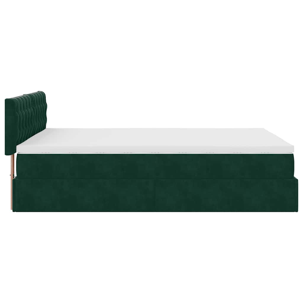 Ottoman bed met matras en LED's 140x200cm fluweel donkergroen