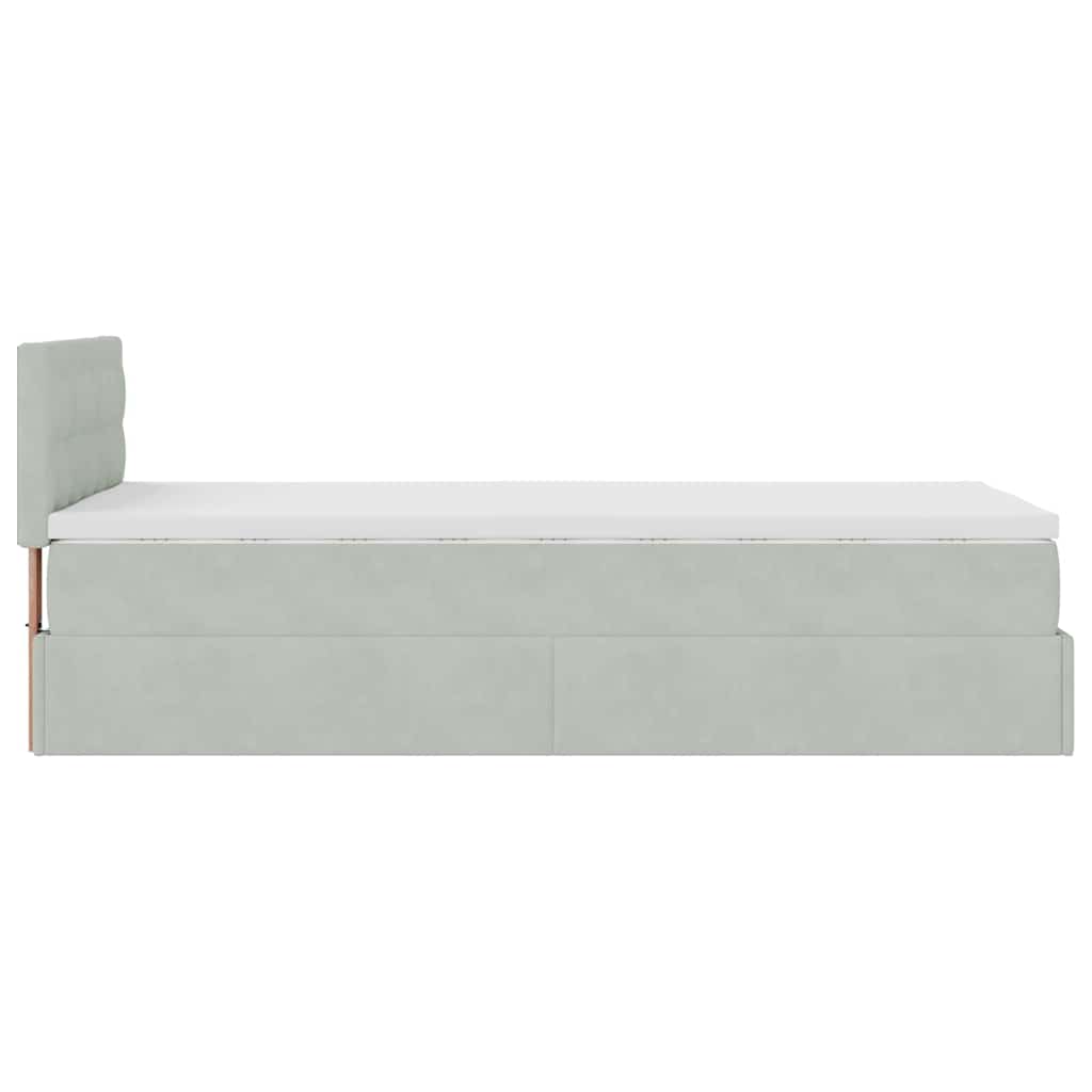 Ottoman bed met matras en LED's 90x190cm fluweel lichtgrijs is nu te koop bij PeponiXL, paradijselijk wonen!