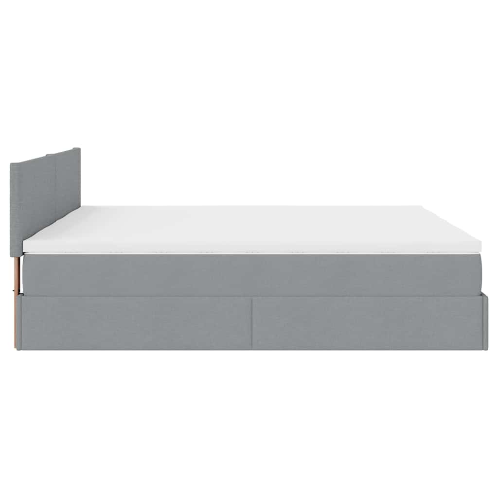 Ottoman bed met matrassen en LED's 200x200cm stof lichtgrijs is nu te koop bij PeponiXL, paradijselijk wonen!