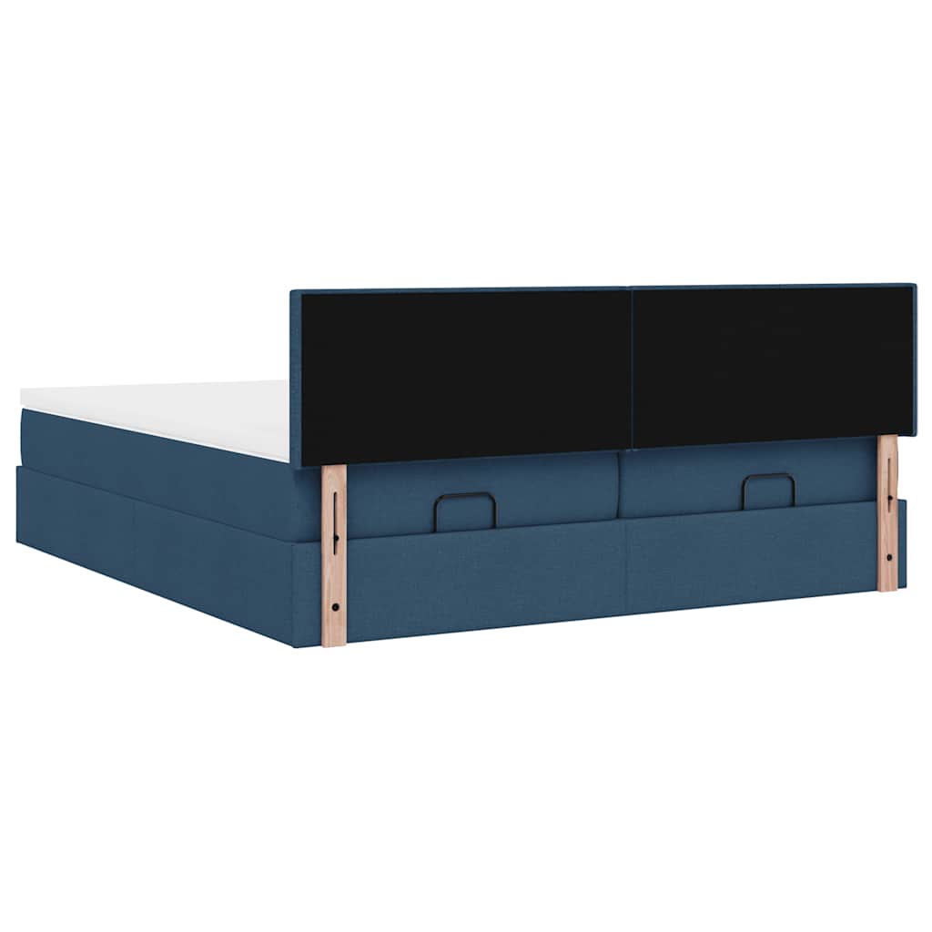 Ottoman bed met matrassen en LED's 200x200cm stof blauw is nu te koop bij PeponiXL, paradijselijk wonen!