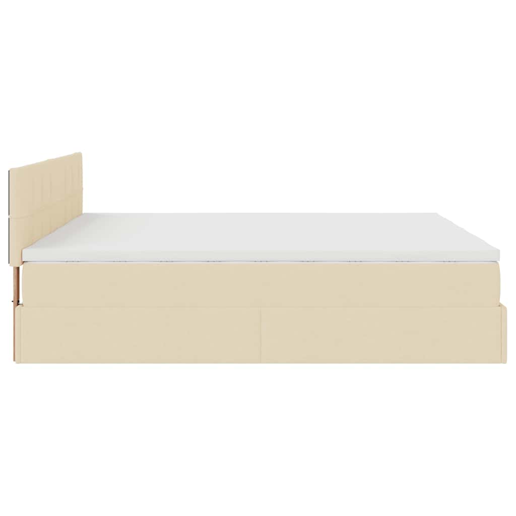 Ottoman bed met matrassen en LED's 180x200cm stof crèmekleurig is nu te koop bij PeponiXL, paradijselijk wonen!