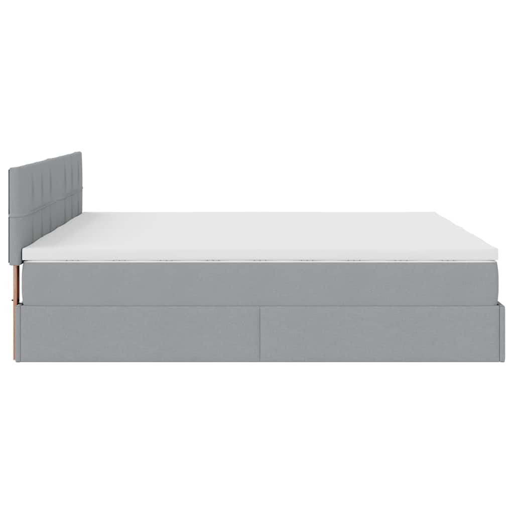 Ottoman bed met matrassen en LED's 200x200cm stof lichtgrijs is nu te koop bij PeponiXL, paradijselijk wonen!