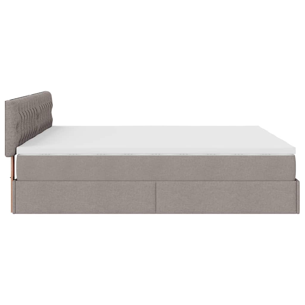 Ottoman bed met matrassen en LED's 160x200cm stof taupe is nu te koop bij PeponiXL, paradijselijk wonen!