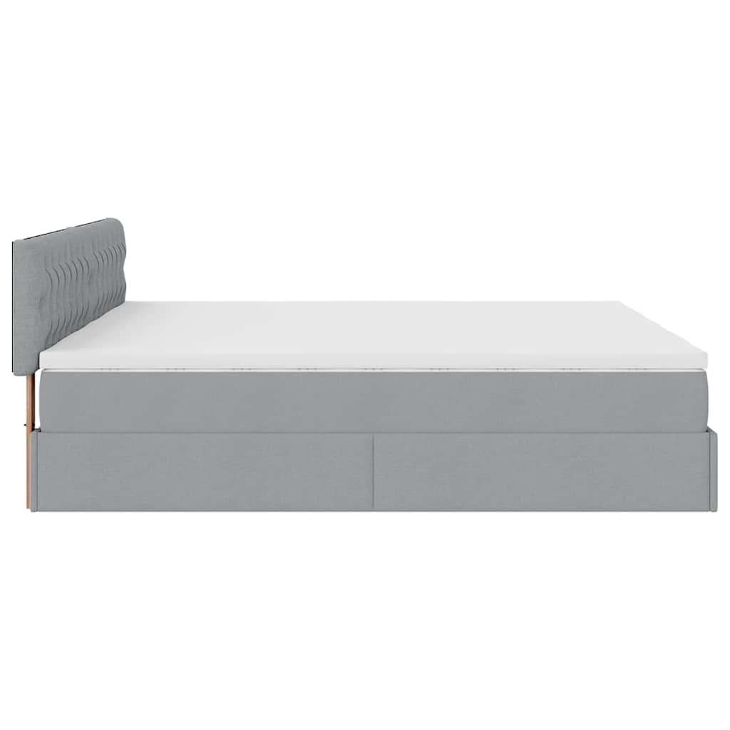 Ottoman bed met matrassen en LED's 200x200cm stof lichtgrijs is nu te koop bij PeponiXL, paradijselijk wonen!