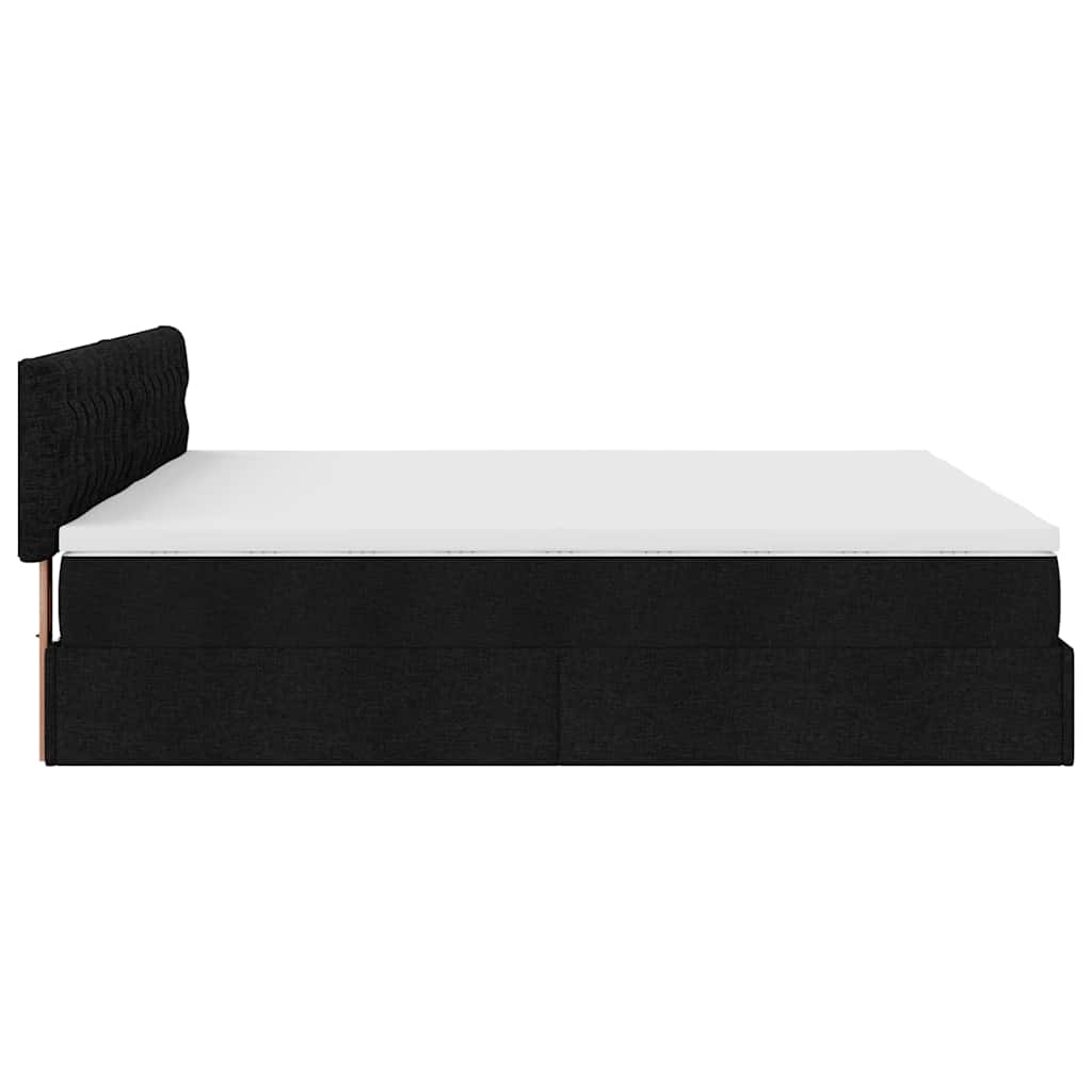 Ottoman bed met matrassen en LED's 200x200cm stof zwart is nu te koop bij PeponiXL, paradijselijk wonen!