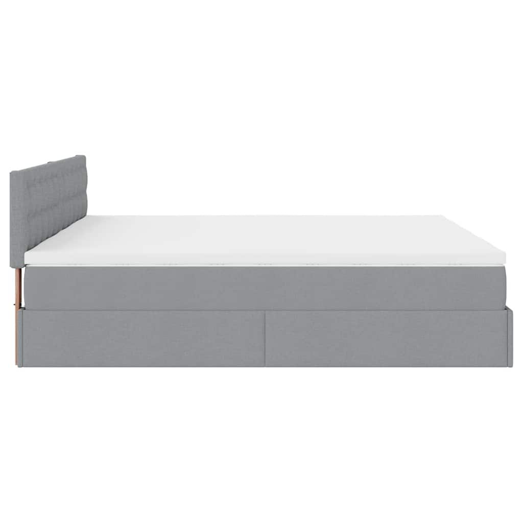 Ottoman bed met matrassen en LED's 200x200cm stof lichtgrijs is nu te koop bij PeponiXL, paradijselijk wonen!